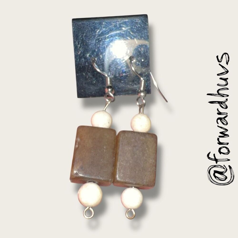 Bundle Sale 3 for $15 | Caramel Glass Bead Dangle Earrings